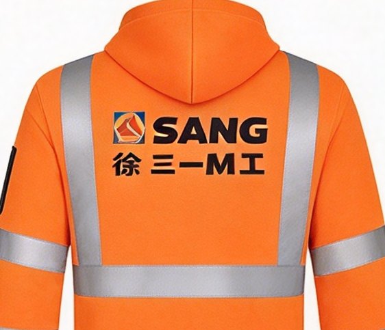 Custom hi-vis hoodie printed with SANY logo